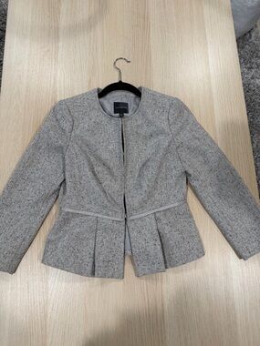 The Limited Light Gray Tweed Peplum Jacket